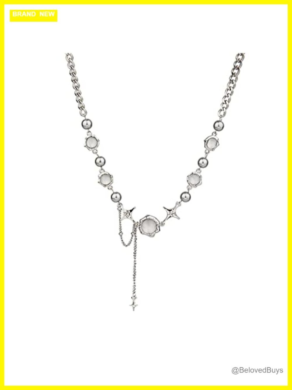 Y2K Moonstone Star Heart Necklace Stainless Steel Coquette Jewelry